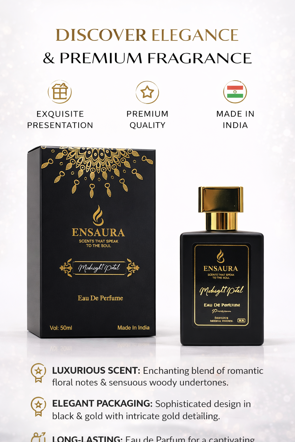 Ensaura Midnight Petal Cigar Perfume for Men – Smoky Woody Luxury Fragrance SKU: EP016 - Image 2