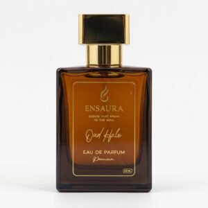 Ensaura Oud Halo luxury oud perfume bottle long lasting fragrance